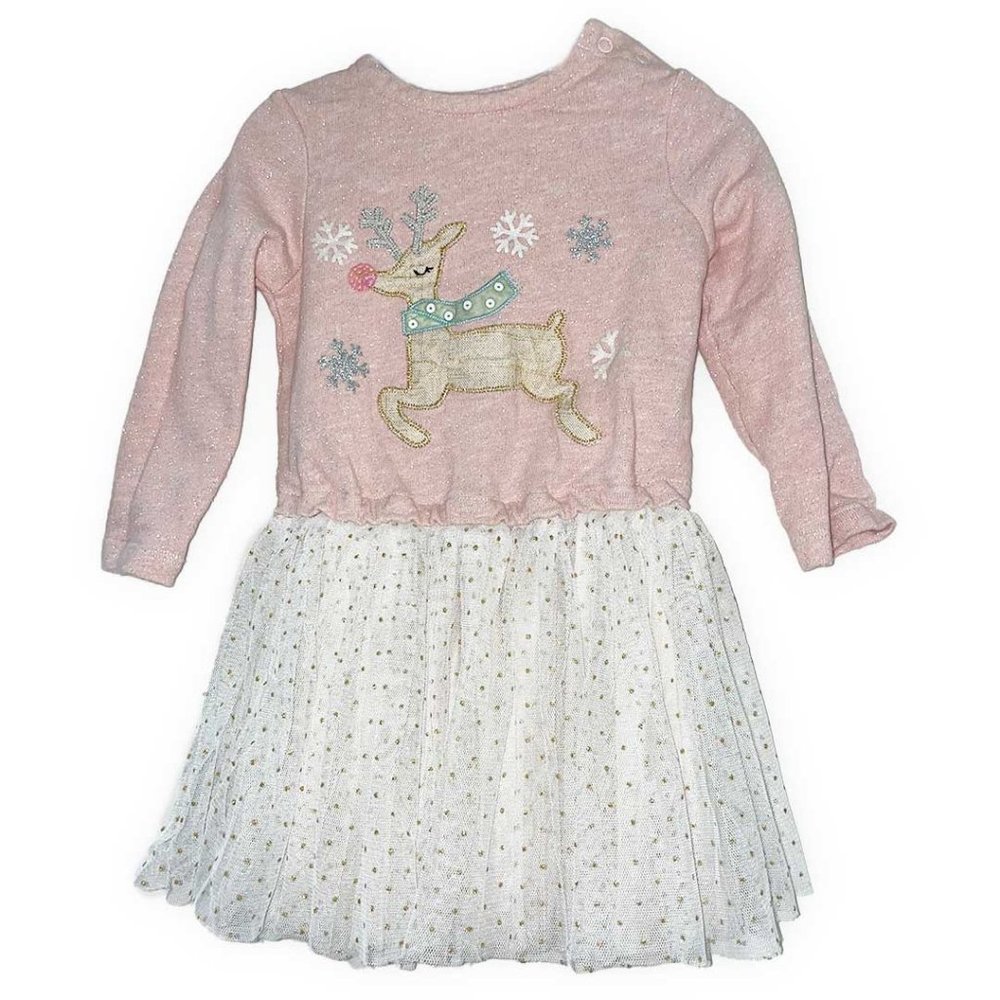 Mud Pie 2T Holiday Sparkle Long Sleeve Glitter Tutu Dress